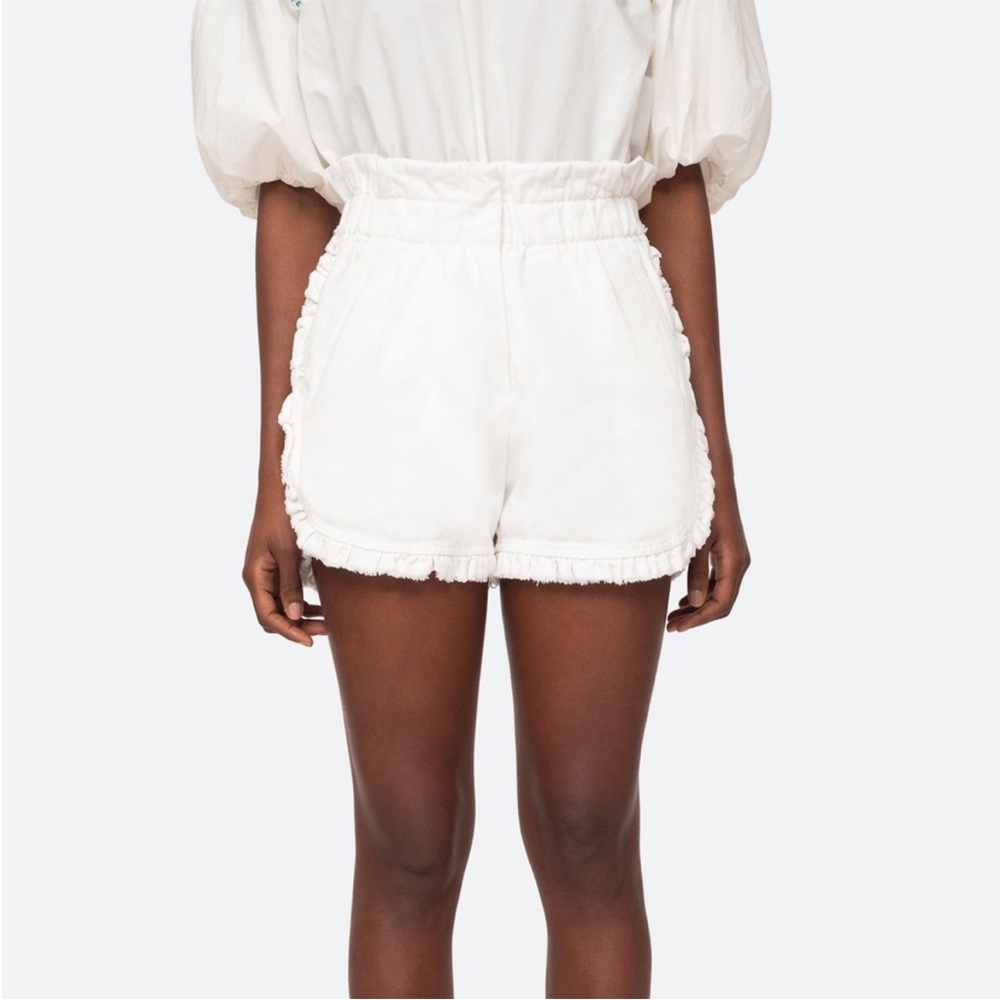 SEA New York white ruffle shorts